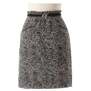 Elevenses Rose Swirl Artist Belted Skirt 0 Xs